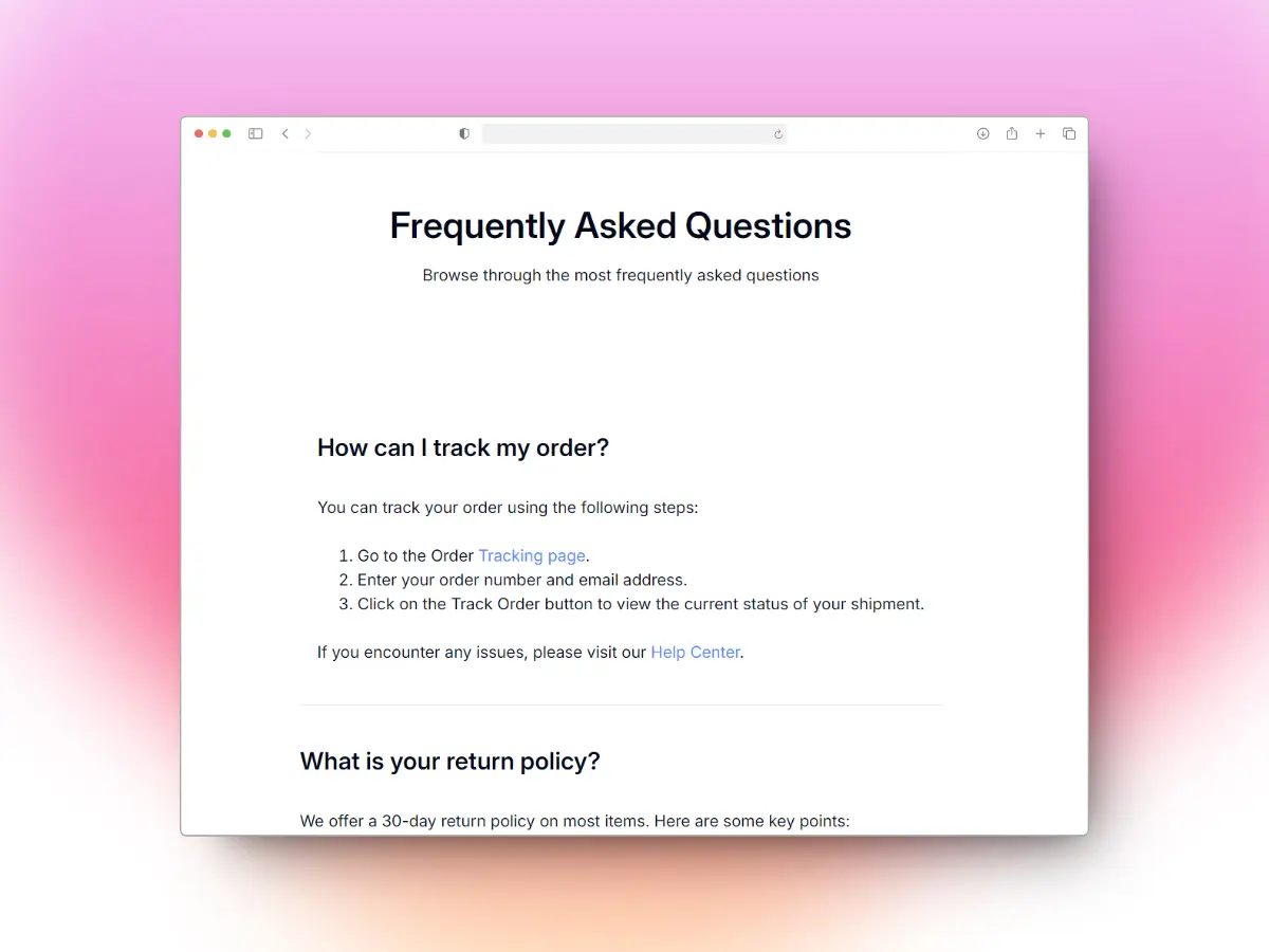 Image of the project Simple Frequently Asked Questions (FAQ)