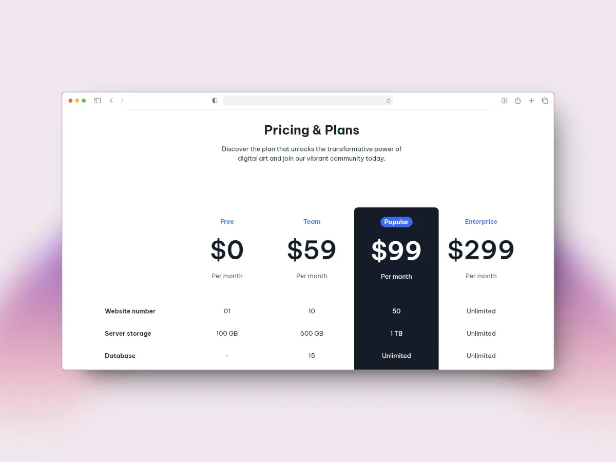 Image of the project Pricing Table