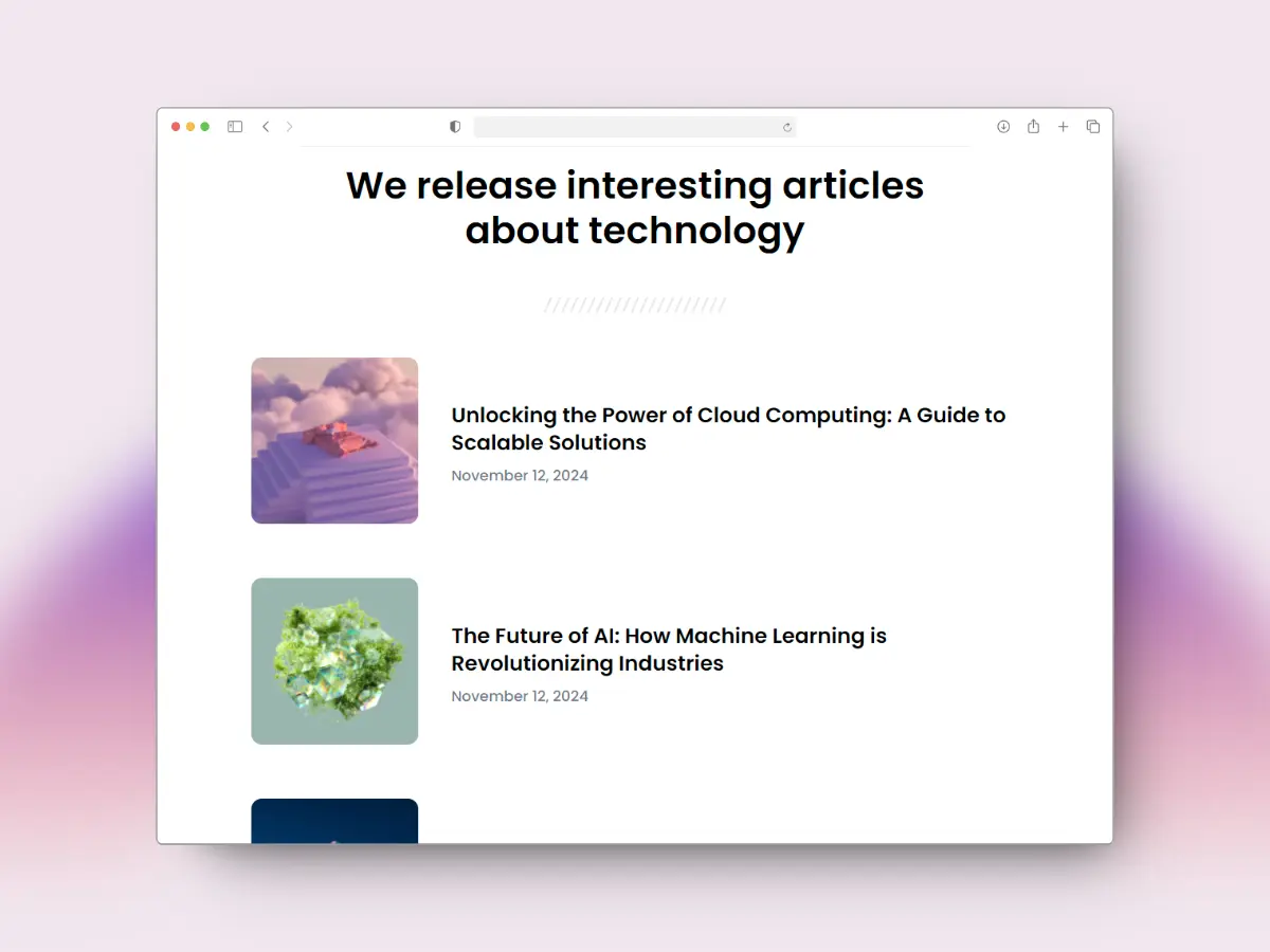 Image of the project Simple Article Listing